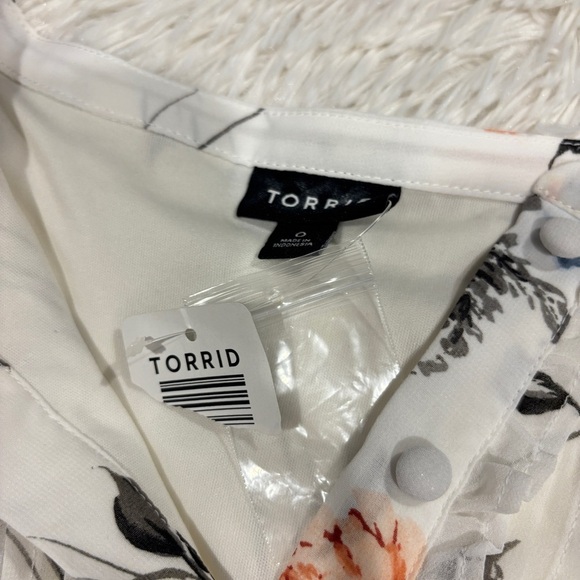 Torrid White Floral Chiffon Ruffle Button Down Skater Dress NWT Size 12 - Picture 9 of 13